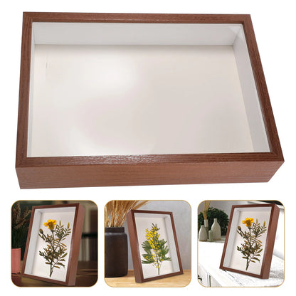 Dried Flower Photo Frame 10 Inch Walnut Wood 5cm Hollow Display Stand Home Decor Artistic Plants Picture Frame Holder Decor