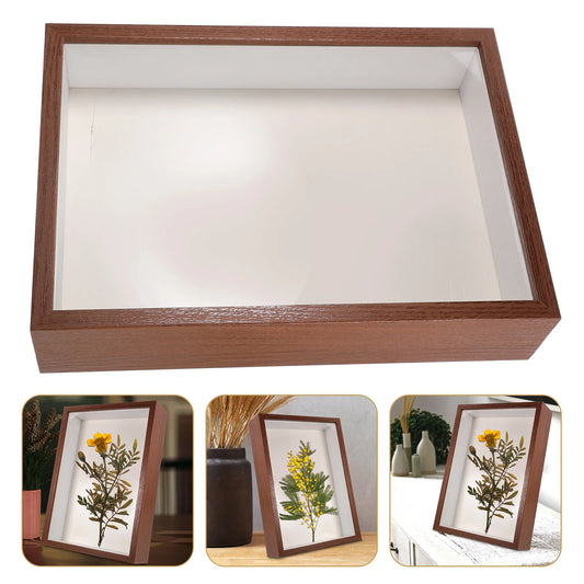 Dried Flower Photo Frame 10 Inch Walnut Wood 5cm Hollow Display Stand Home Decor Artistic Plants Picture Frame Holder Decor