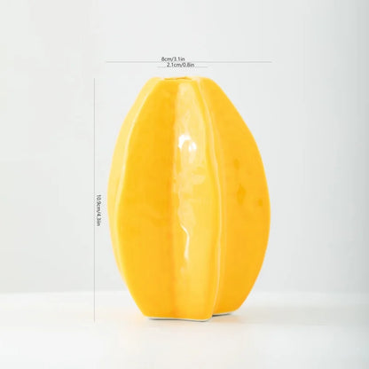 Shumen Lemon Fruit Ceramic Flower Vase for Living Room Table - Simulated Flower Arrangement Set for Luxury and Sophistication De