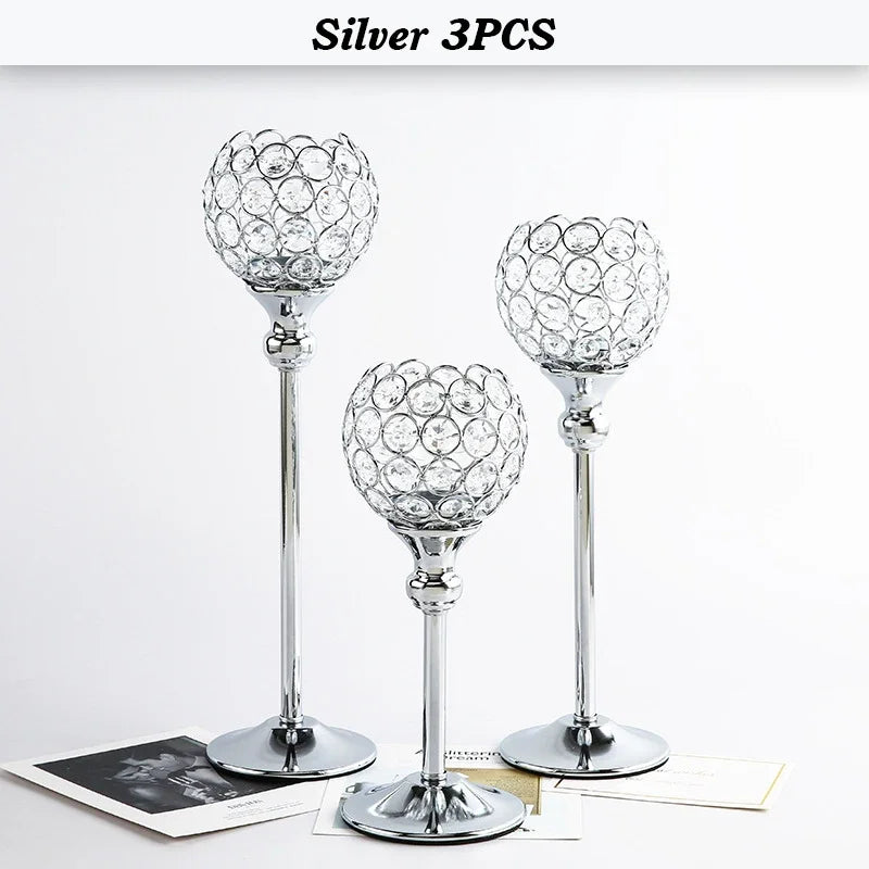 Crystal Candle Holder Modern Tealight Candlestick Home Christmas Party Candle Stand Wedding Dinning Table Centerpiece Decoration