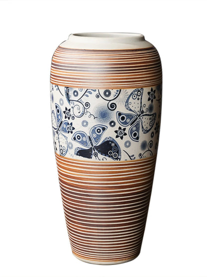 Modern Simplici Cerc Flower Vase Home Decoration Hydroponic Dry Flower Simulation Flower Display Jingdezhen Blue And Whi...