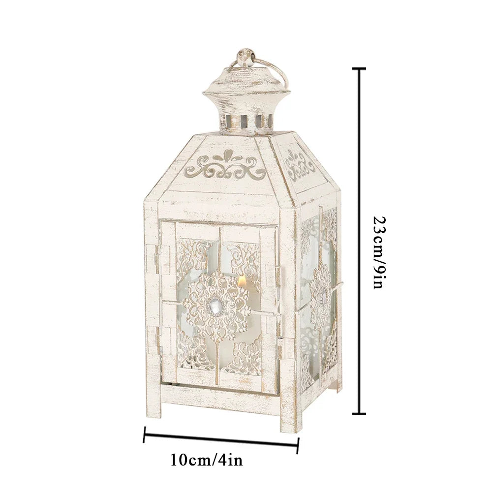 Creative Candle Holder Wrought Iron Glass Wind Light Hanging Candle Lantern for Home Yard Garden Wedding Party Decor