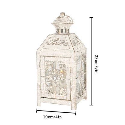 Creative Candle Holder Wrought Iron Glass Wind Light Hanging Candle Lantern for Home Yard Garden Wedding Party Decor