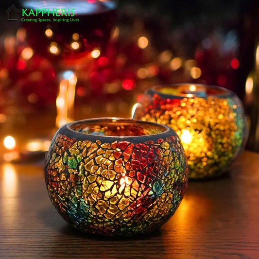 Rainbow Empty Candle Jars DIY Homemade Candle Container Glass Mosaic Jars for Candles Holder Vessel Storage