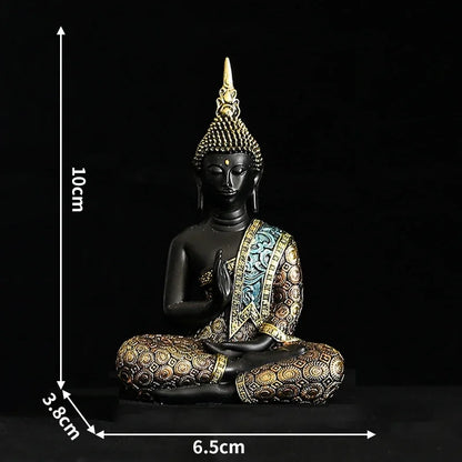Large Buddha Statue Mysterious Fish Tank Decoration Mini Buddhism Figurine Desk Decor Ornament Hand-Painted Sculpture Sandstone