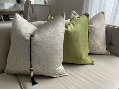 Arabic Style Throw Pillow Cover Luxury Jacquard Hotel Decoration Macrame Gray Square Cushion Cover Custom Tassel