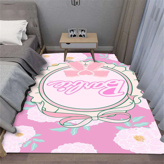 MINISO Romantic Barbie Pink Heart Carpet for Living Room Bedroom Kid's Room Area Rug Non-slip Mat Sofa Table Mats Home Decor