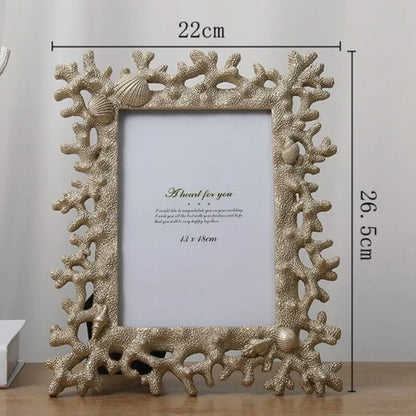 Mediterranean Style  Resin Frame Table Coral 7 Inch Photo Frame For Wedding Gift Shell Frame Home Decoration Accessories