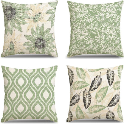Green - rhyme Floral Fresh PillowcasesBedroom Living Room Sofa Home Decor Polyester Cushion Cover with Zipper