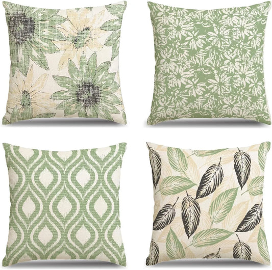 Green - rhyme Floral Fresh PillowcasesBedroom Living Room Sofa Home Decor Polyester Cushion Cover with Zipper