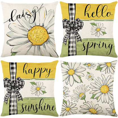 4pcs/set Throw Pillow Case Botanical 45*45cm Square Cushion Cover Decorative Single-Sided Pillow Cover For Living Room Bedroom