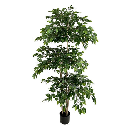 70in Ficus Artificial Tree Large Tropical Plants Plastic Fake Leafs Green Real Touch Banyan Tree For Home Garden Room Shop Decor
