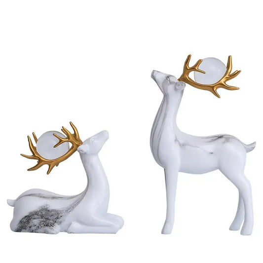 Gold Luxury Nordic Home Art Crts Creative Couple Deer Figurine Living Room TV Cabinet Wine Bar Decorations Modern ma...