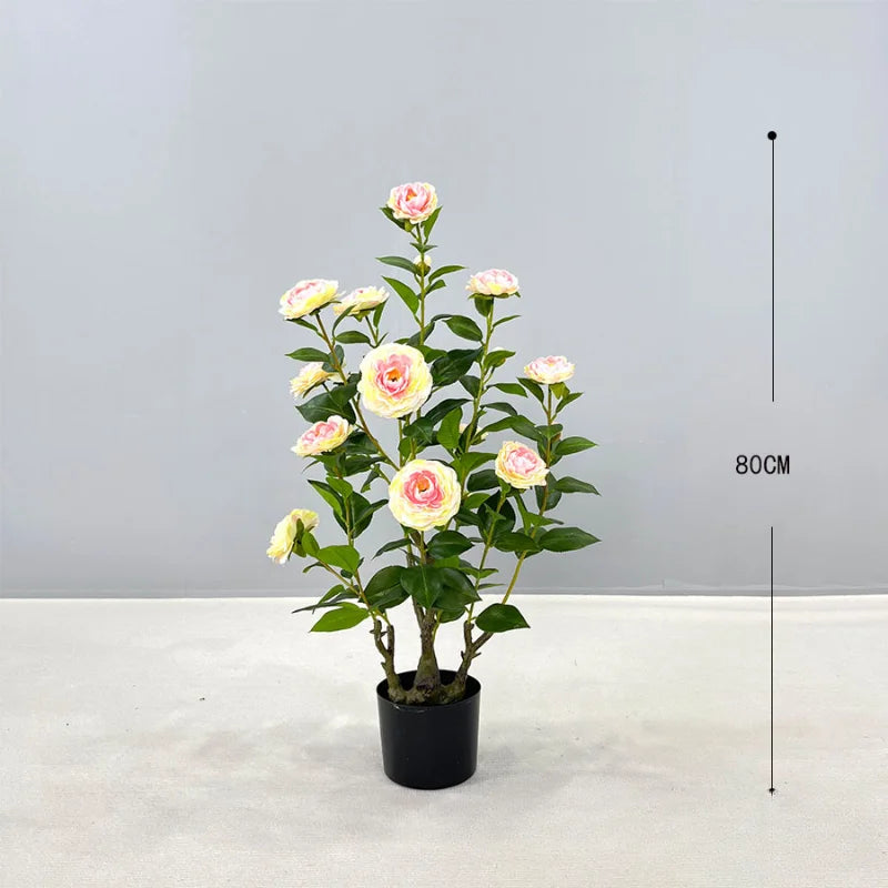 Simulation camellia tree camellia artificial green plant potted home decoration floor plant