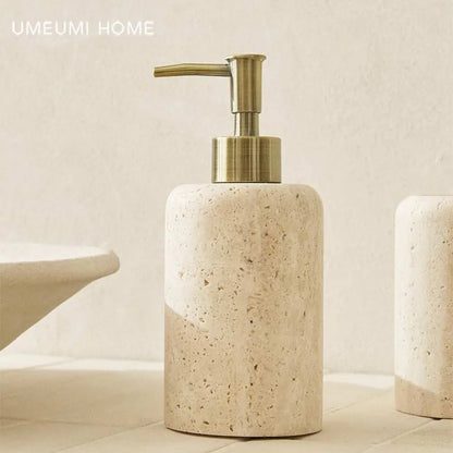 Luxury Travertine Bathroom accessories Toothbrush Holder Soap Dispenser Dish Natural Marble Home Modern Decoration