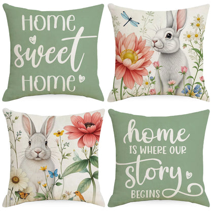 4pcs/set Throw Pillow Case Botanical 45*45cm Square Cushion Cover Decorative Single-Sided Pillow Cover For Living Room Bedroom