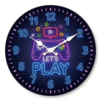 Creative game handle wooden wall clock, modern design silent wall clock, living room, dining room decoration, home decoration