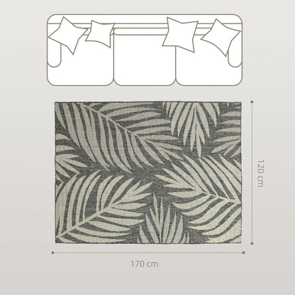 UV Resistant Indoor Outdoor Area Rug Easy Clean Machine Washable for patio Garden Kitchen Bathroom Living Room 170x120cm Grey