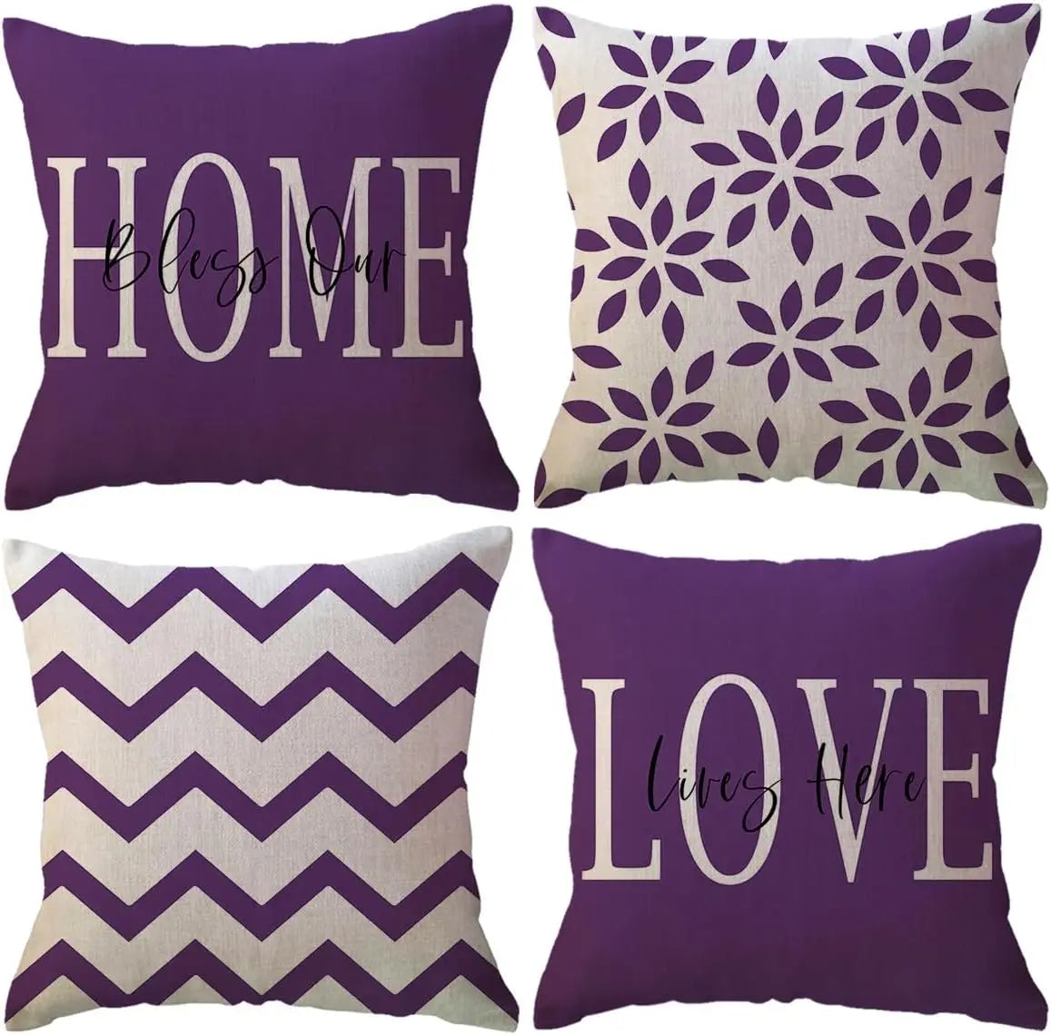 Throw Pillow Covers  Printed Farmhouse Geometric Dahlia Floral Pillowcases Modern Decorative Cushion Covers 4Pack