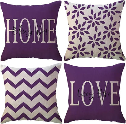 Throw Pillow Covers  Printed Farmhouse Geometric Dahlia Floral Pillowcases Modern Decorative Cushion Covers 4Pack