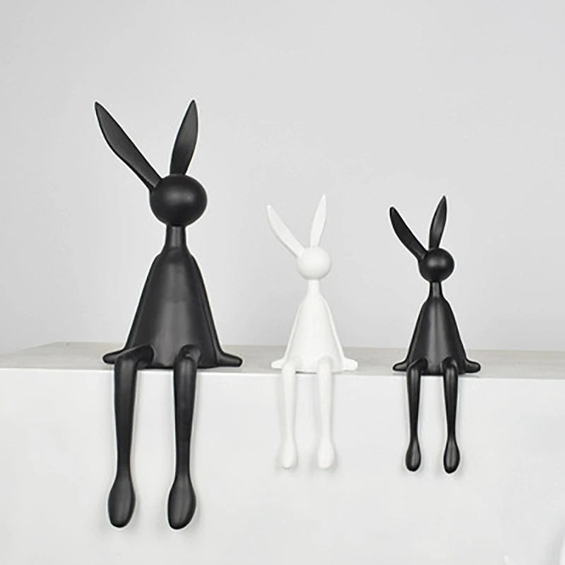 ERMAKOVA Nordic Home Decorate Figurines for Interior Gift Rabbit Statue Christmas Room Decor Abstract Art Sculpture Desk
