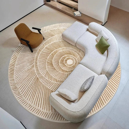 Modern Art Living Room Decoration Carpet Light Luxury Round Rugs for Bedroom Fluffy Soft Spiral stripes Rug Home Thick Floor Mat