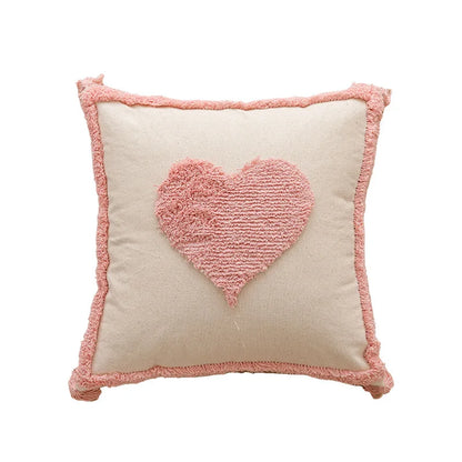 Pink Cotton Tufted Pillow Cover With Tassels Ins Sweet Decorative Pillowcase For Sofa Chic Boho Style Funda Cojin Cushion Cover