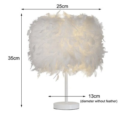 White Feather Table Lamp for Bedside Sitting Room