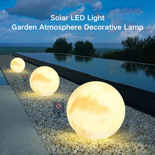 New 15-25cm Solar Moon Light Outdoor LED Lighting Lamp Garden Atmosphere Decorative Lamp Spherical Control Light Lawn Lamp