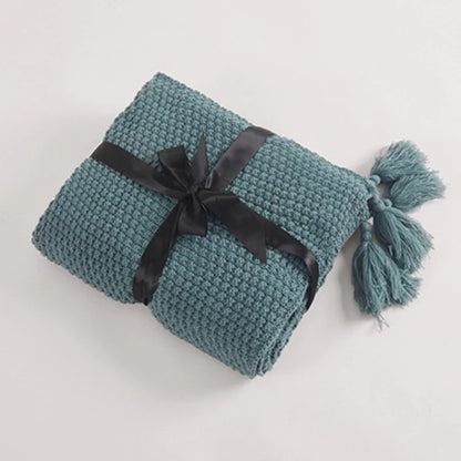 Nordic Wool Blanket Sofa Tassel Knitted Ball Super Warm Cozy Throw Blankets For Office Siesta Air-conditioner Bedspread Bedding