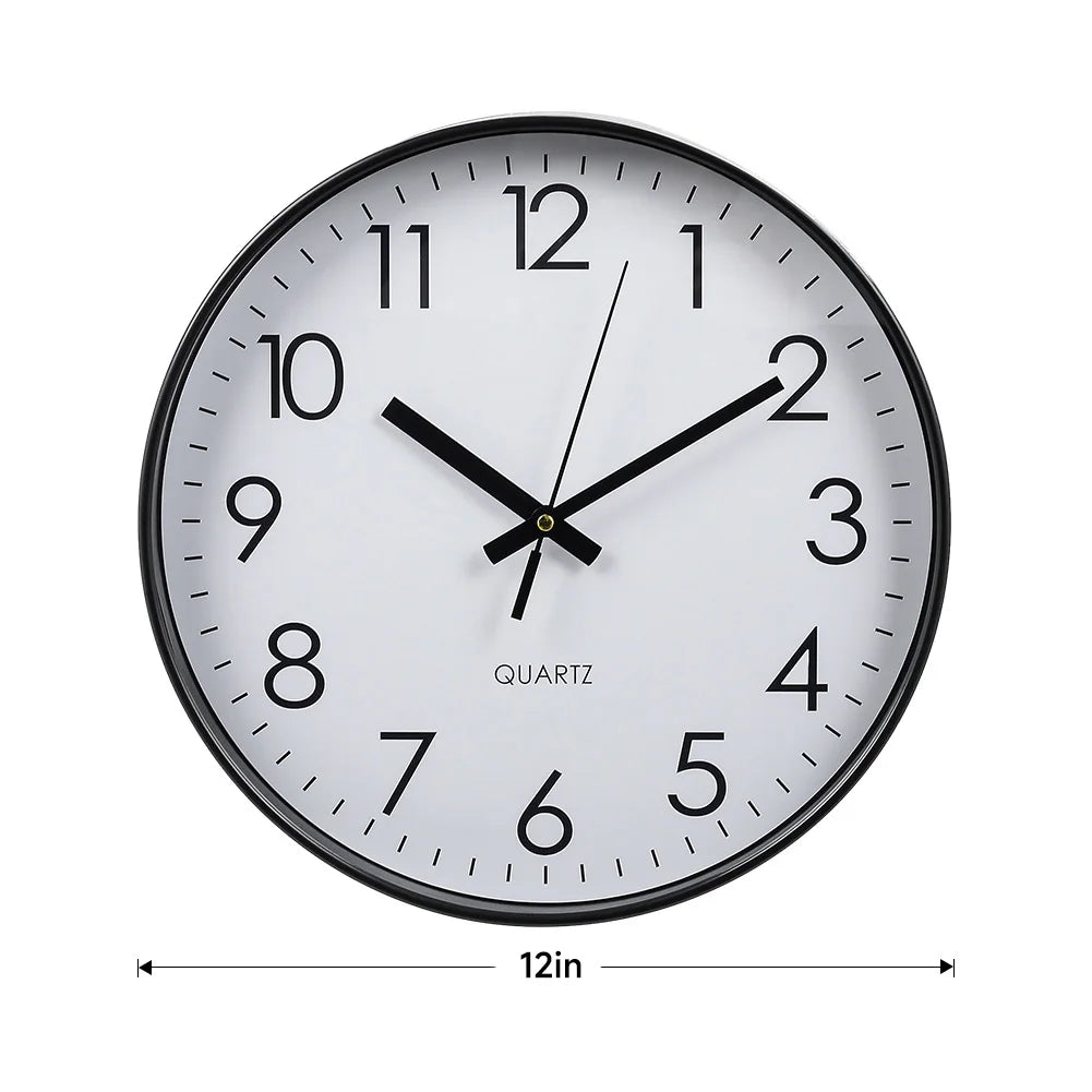 Voltsify 12 Inch Non-Ticking Battery Operated Wall Clock for Living Room, Bedroom, or Office