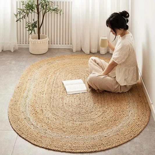Carpet for Living Room Japanese natural pure jute hand-woven wear-resistant entrance mat double-sided bedroom rugs Ковер Tapis