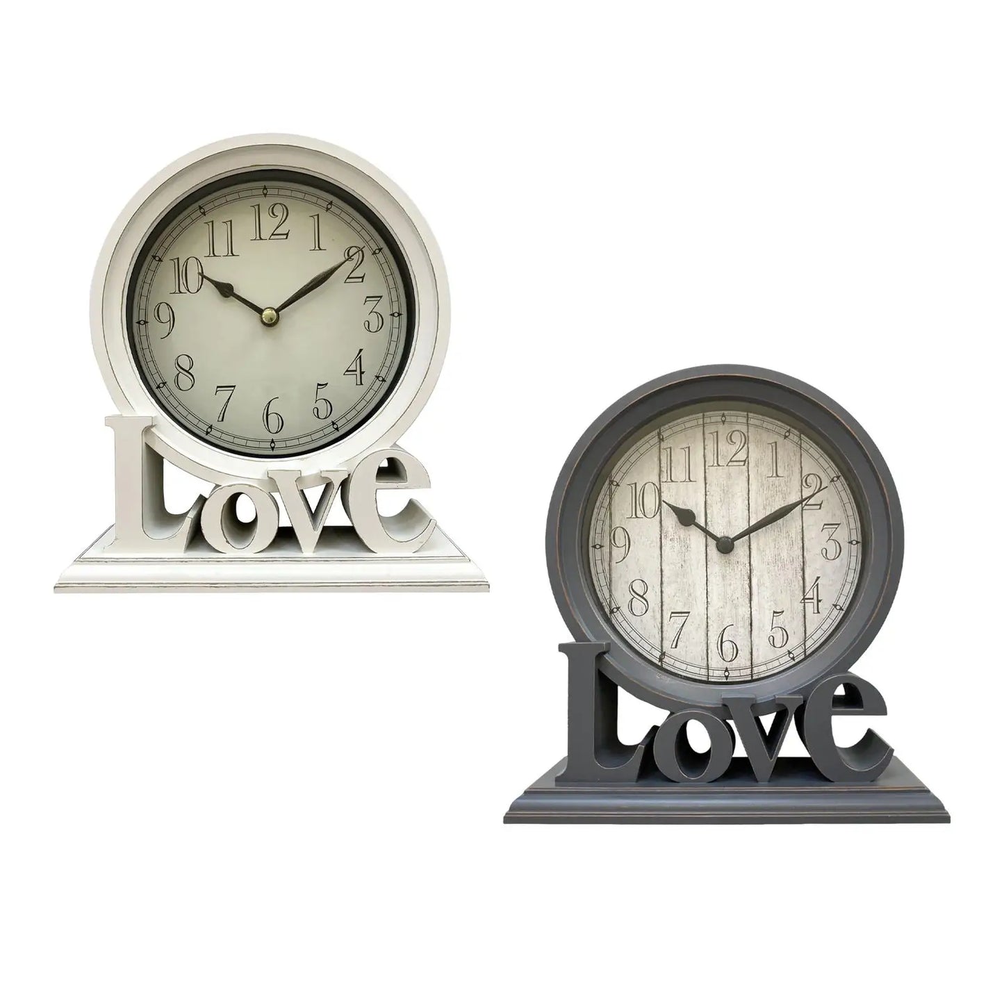 Round Desk Clock Mantel Clocks Non Ticking Love Decorative Watches Table Clocks for Office Living Room Bedroom Farmhouse Decors