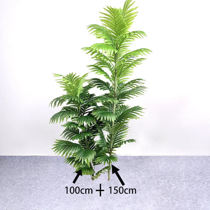 150cm Large Artificial Palm Tree Tropical Fake Plants Real Touch Palm Leafs Plastic Banyan Tree for Home Garden Shop Party Decor
