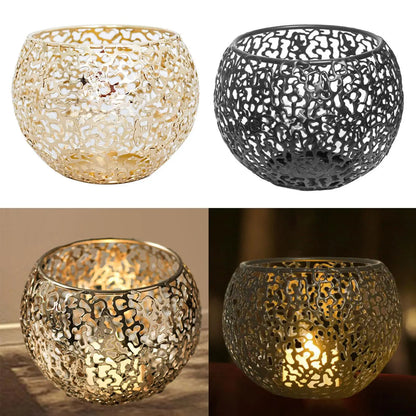 Tea Light Candle Holder Votive Romantic Geometric Iron Candelabra for Living Room Bedroom Bar Wedding Valentines Day Decor