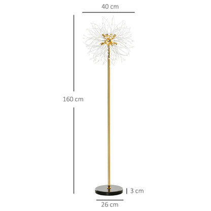160cm Dandelion Crystal Floor Lamp with Foot Switch Stylish Home Lighting Decor Modern Design for Living Room Bedroom