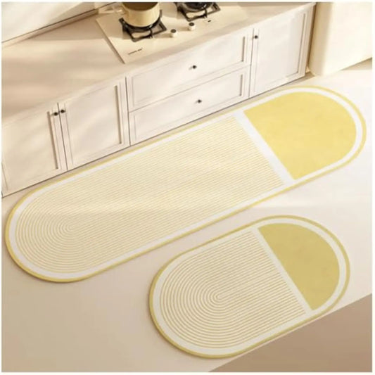 VIKAMA 2pcs Kitchen Rug Washable Non Slip Soft Stain Resistant Mat for Floor Kitchen Laundry Room Hallway Runner Rugs Home Decor