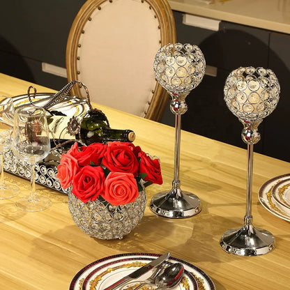 Crystal Candle Holder Modern Tealight Candlestick Home Christmas Party Candle Stand Wedding Dinning Table Centerpiece Decoration