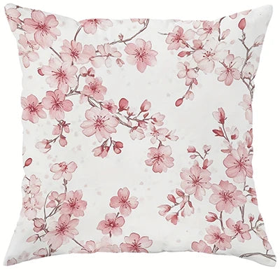 Hello Spring Floral Throw Pillow Cover Pink and WhiteSuitable for sofa car bedroom decorative cushion cover pillow cover