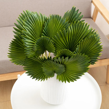 Turtle Back Leaves Artificial Plants Green Wedding Home Garden Outdoor Plant Tropical Party Palm Fan Leaves Wall Decoration