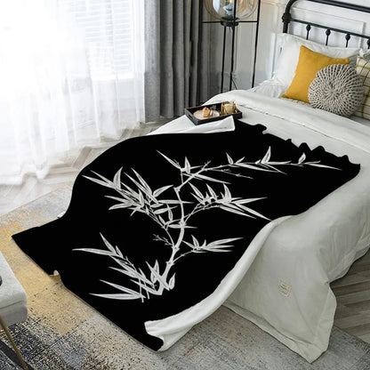 Blue Floral Pattern Microfiber Flannel Cover Blanket Bedroom Living Room Sofa Soft And Comfortable Home Decoration