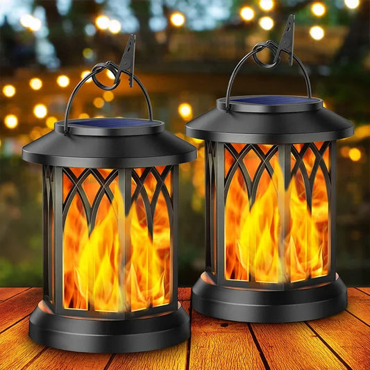 LED Solar Creative Simulation Flame Lamp with Clip IP65 Waterproof Outdoor Wall Lamp Garden Landscape Light Garden Decoration