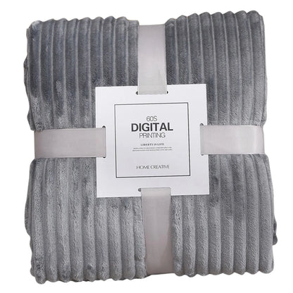 Striped Flannel Blankets For Beds Solid Pink Blue Color Soft Warm Mink Throw Sofa Cover Bedspread Beach Airplane Travel Blankets