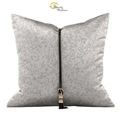 Arabic Style Throw Pillow Cover Luxury Jacquard Hotel Decoration Macrame Gray Square Cushion Cover Custom Tassel
