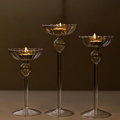 European high foot striped candlestick home decoration decoration wedding articles Romantic candlelight dinner candlestick props