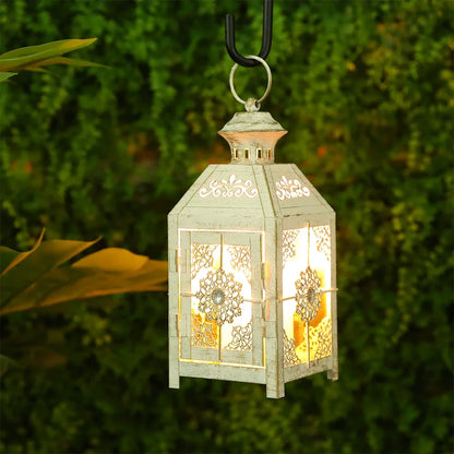 Creative Candle Holder Wrought Iron Glass Wind Light Hanging Candle Lantern for Home Yard Garden Wedding Party Decor