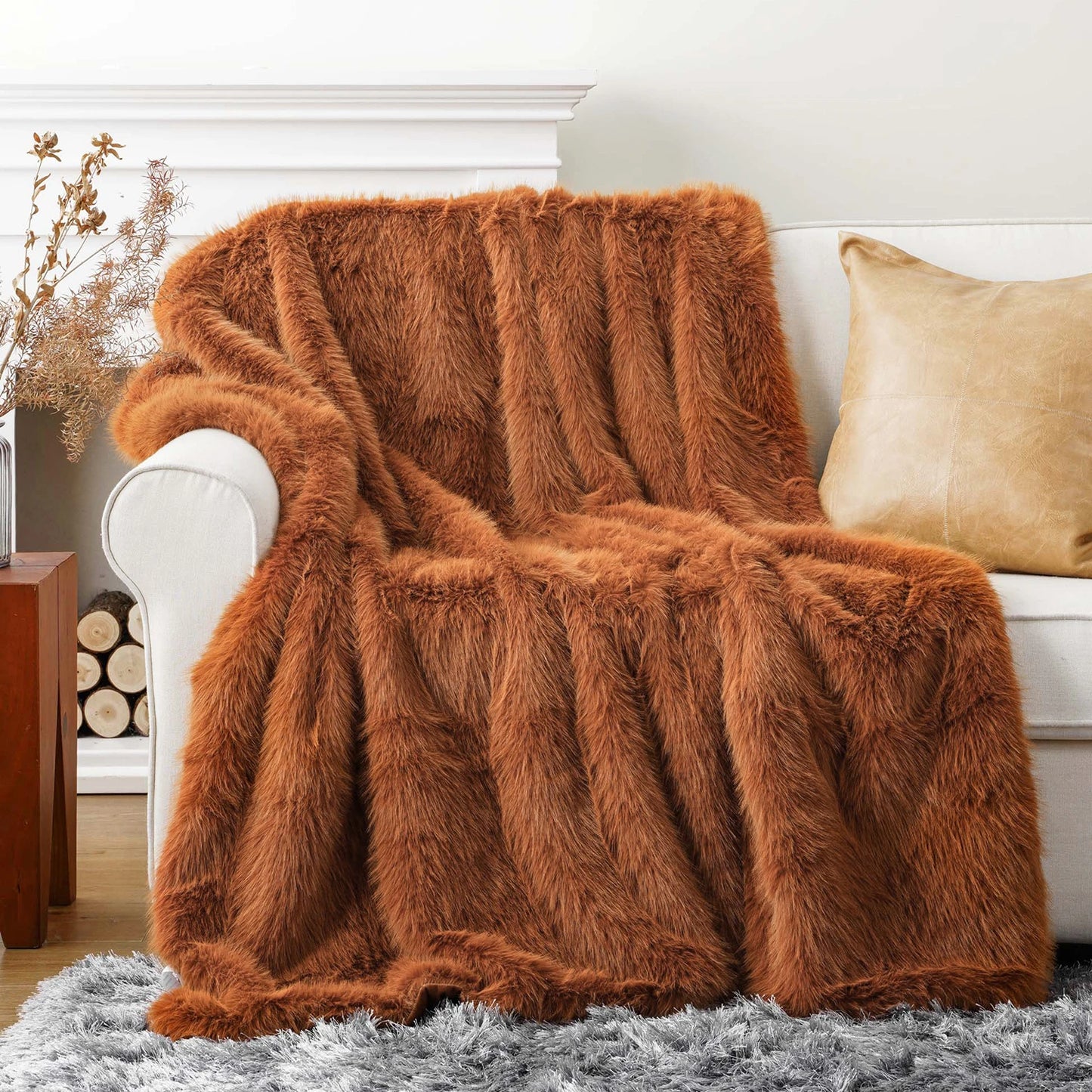 Battilo Fluffy Soft Blankets Luxury Fur blanket for Bed Sofa Mink Faux Fur Throw and Blankets Large Warm Blanket for Home Decor