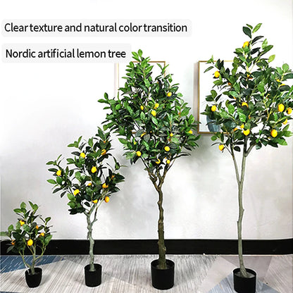Artificial Lemon Simulation Plant, Plastic Bonsai, Potted Plant, Indoor Decoration, Living Room, Home
