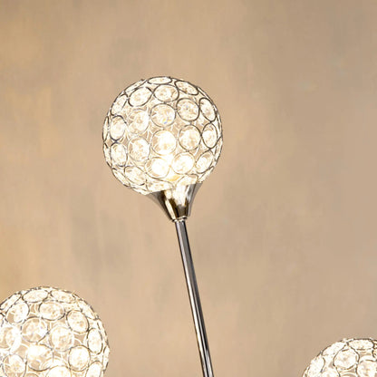 Elegant 5 Light Crystal Floor Lamp for living Room and Bedroom Modern Standing Lighting Silver Finish Home Decor 34x25x156cm