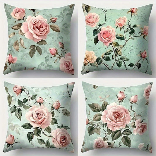 Floral Pink Rose Pillowcase DesignSuitable for sofa car bedroom decorative cushion cover pillow cover